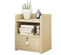 Comodino con serratura con grande piano di lavoro e cassetto, facile da montare, moderno tavolo portaoggetti per organizzare gli oggetti essenziali, elegante comodino
