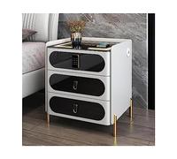 Comodino con stazione di ricarica wireless con serratura, comodino intelligente, comodino a LED con USB, 3 cassetti, comodino in legno - Organizza e ricarica comodamente i tuoi dispositivi sul