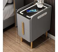 Comodino con stazione di ricarica wireless e luci LED, tavolino con 2 cassetti per camera da letto e soggiorno, elegante tavolino con dock di ricarica