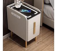 Comodino con stazione di ricarica wireless e luci LED, tavolino con 2 cassetti per camera da letto e soggiorno, elegante tavolino con dock di ricarica