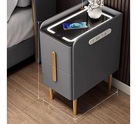 Comodino con stazione di ricarica wireless e luci LED, tavolino con 2 cassetti per camera da letto e soggiorno, elegante tavolino con dock di ricarica
