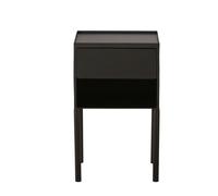 Comodino con vano a giorno e 1 cassetto in metallo nero