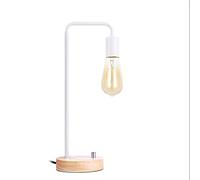 Comodino Creativo Americano per Camera da Letto Lampada da scrivania in Ferro da Lettura con Protezione Notturna dimmerabile per Gli Occhi con Base in Legno Romantica (Senza Luce)