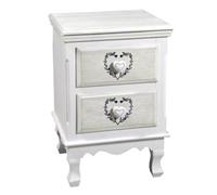 COMODINO CUORE 2 CASSETTI BIANCO SHABBY CHIC CASSETTIERA CAMERA LETTO 543734cm