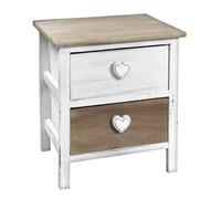 COMODINO CUORE 2 CASSETTI CASSETTIERA COUNTRY LEGNO MARRONE ANTICATO 403729cm