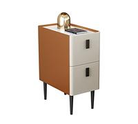 Comodino da camera da letto, minimalista, minimalista, moderno, leggero, di lusso, di piccole dimensioni, stretto, piccolo, in pelle, bianco, bordo roccia