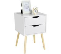 Comodino da Camera da letto Moderno Tavolino 2 Cassetti Tavolino Salotto Bianco