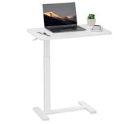 Comodino da letto con ruote nascoste, scrivania regolabile pneumatica per computer portatile, tavolo per laptop portatile, tavolo mobile per laptop, tavolo mobile per uso domestico ospedaliero, bianco