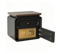 Comodino da Notte con Cassaforte Integrata Rivestimento In Similpelle | Legno Massello Comodino con Cassetti Gambe In Acciaio Al Carbonio Guide per Cassetti Silenziose(Black,40x40x51cm)