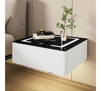 Comodino da parete a LED con ricarica wireless, design galleggiante, cassetto portaoggetti e luci, per camera da letto o soggiorno