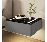 Comodino da parete a LED con ricarica wireless, design galleggiante, cassetto portaoggetti e luci, per camera da letto o soggiorno