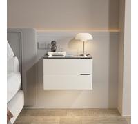 Comodino da parete con Der & Stat di ricarica LED lucido h ideale per camera da letto e soggiorno Bei 50x40x32cm Design moderno salvaspazio