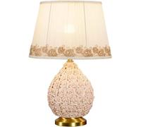 comodino da scrivania tavolo in ceramica in ottone rosa a mano slamine sdoganne con tonalità in tessuto per soggiorno camera da letto fattoria costiera (interruttore telecomandato) tavolo