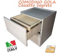 Comodino Design fin.legno a rilievo 2 cassetti+cassetto segreto push in betulla