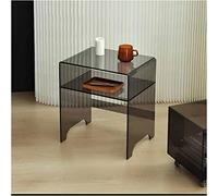 Comodino di lusso in acrilico con 1 cassetto, moderno e minimalista, grigio, con pulegge per camera da letto, design nordico trasparente, elegante e funzionale