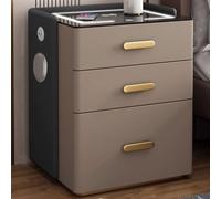 Comodino di ricarica wireless con cassetti, design in legno, sicuro e nessun montaggio richiesto, luce regolabile in 3 colori per soggiorno e camera da letto