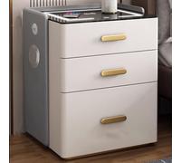 Comodino di ricarica wireless con cassetti, design in legno, sicuro e nessun montaggio richiesto, luce regolabile in 3 colori per soggiorno e camera da letto