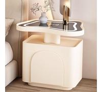 Comodino di ricarica wireless con pannello in vetro temperato e altoparlanti, luci LED regolabili in 3 colori, nessun montaggio richiesto, design di recinzione più alto