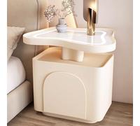 Comodino di ricarica wireless con pannello in vetro temperato e altoparlanti, luci LED regolabili in 3 colori, nessun montaggio richiesto, design di recinzione più alto