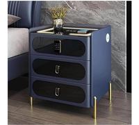 Comodino di ricarica wireless con USB, comodino in legno, 3 cassetti, luce LED, tavolino chiudibile a chiave