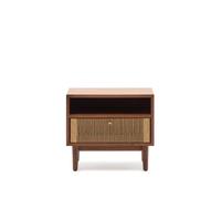 Comodino Elan in impiallacciatura e legno massello in noce corda 51x45cm FSC Mix Credit