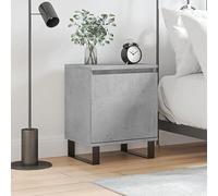 Comodino Grigio Cemento Bedside Table with Storage Shelf, Multilayer Wood Nightstand for Bedroom Living Room, 40x30x50 cm Modern Furniture with Wall Mount