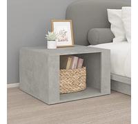 Comodino Grigio Cemento Nightstand with Storage Shelf, Multilayer Plywood Bedside Table 57x55x36 cm for Bedroom Living Room, Modern Cement Gray End Table with Stable Top and Spacious Drawer