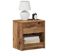 Comodino grigio con cassetto - comodino vintage effetto legno con vano portaoggetti, in legno ingegnerizzato, 39 x 28 x 41 cm, ideale per mobili da camera da letto