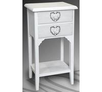 COMODINO h693828cm CUORE BIANCO 2 CASSETTI + RIPIANO SHABBY CHIC PROVENZALE