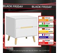 Comodino HOMCOM con 2 cassetti e gambe in legno per soggiorno 50x40x50,5 cm