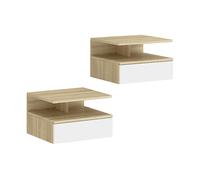 COMODINO HOMCOM IT831-338V86WT - Armadio in truciolato rovere e bianco con 1 porta e 2 ripiani
