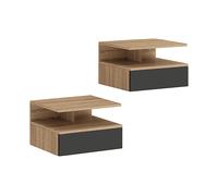 COMODINO HOMCOM Set 2 Comodini Sospesi IT831-338V86BK - Armadio in truciolato rovere e nero