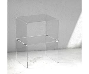 Comodino in Cristallo acrilico due piani VEGA 2.0 trasparente incolore, dimensioni 39x28,5xH51 cm, spessore 8 mm colore trasparente trasparente