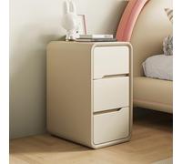 Comodino in legno a 3 cassetti in stile crema Piccolo comodino per BModern Tavolino terminale dal design minimalista con finitura tè al latte BFurniture.