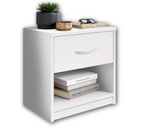 Comodino in legno color bianco con cassetto Elegante arredo per la camera letto