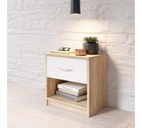 Comodino in legno color bianco con cassetto Elegante arredo per la camera letto