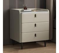 Comodino in legno comodino, tavolino da letto piccolo per camera da letto, tavolo da letto con 3 cassetti di stoccaggio, supporto per la notte dello spazio con gambe in metallo, assemblaggio facile