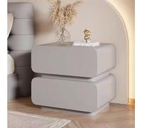 Comodino in legno con 2 cassetti scorrevoli, comodino in pelle, design a doppio cassetto nascosto, nessun montaggio richiesto