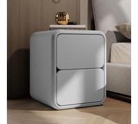 Comodino in legno con contenitore aperto e 2 cassetti, design silenzioso, tavolino moderno per camera da letto e soggiorno