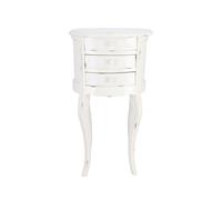 Comodino in legno di mogano con 3 cassetti rotondo di colore bianco stile classi