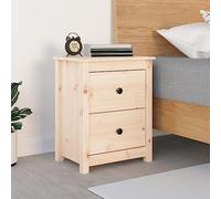 Comodino in legno di pino massiccio, 50 x 35 x 61,5 cm, con due cassetti, ideale come tavolino in camera da letto, elegante stand notturno per la vostra casa.