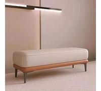 Comodino in legno e pelle, versatile poggiapiedi e sgabello per camera da letto, guardaroba e soggiorno, elegante sgabello per riporre e fasciatoio