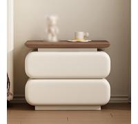 Comodino in legno massello, comodino in legno largo 20'' con 2 cassetti portaoggetti e maniglie nascoste, comodini con superficie in pelle, comodino per camera da letto, soggiorno, armadio,