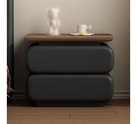 Comodino in legno massello, comodino in legno largo 20'' con 2 cassetti portaoggetti e maniglie nascoste, comodini con superficie in pelle, comodino per camera da letto, soggiorno, armadio,