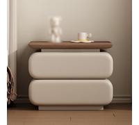 Comodino in legno massello, comodino in legno largo 20'' con 2 cassetti portaoggetti e maniglie nascoste, comodini con superficie in pelle, comodino per camera da letto, soggiorno, armadio,