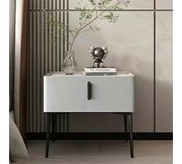 Comodino in Legno massello, Comodino per camera da letto di casa, Comodino di Design Nordico in Camera da Letto, Comodino in Marmo Ardesia di Lusso Chiaro, tavolino per Camera da Letto