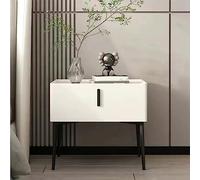 Comodino in Legno massello, Comodino per camera da letto di casa, Comodino di Design Nordico in Camera da Letto, Comodino in Marmo Ardesia di Lusso Chiaro, tavolino per Camera da Letto