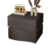 Comodino In Legno Massello Con Cassetti Doppi,con LED Lucido,Comodino Moderno In Similpelle,mobiletto Portaoggetti Per Camere Da Letto,Per Piccolo Spazio(Dark gray,L*H45*50cm/18 * 20in-2)