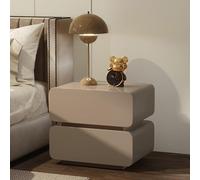 Comodino in legno massello con doppia striscia di luci LED, comodino moderno con 2 cassetti per camera da letto e soggiorno