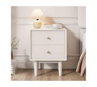 Comodino in legno massello con doppio cassetto extra large capacità di archiviazione (bianco 50 x 40 cm) ideale per camera da letto comodino design moderno per una maggiore nizzazione
